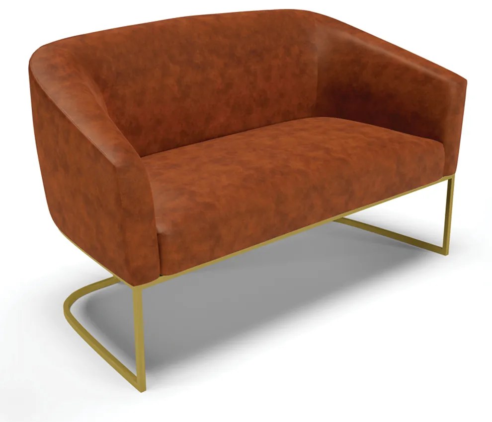 Namoradeira e 2 Poltronas Industrial Dourado Stella Sintético PU D03 - D'Rossi - Nozes