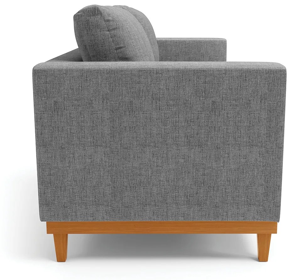 Sofá 03 Lugares Juliette Linho Base Madeira Castanho D03 - D'Rossi - A32 Palha