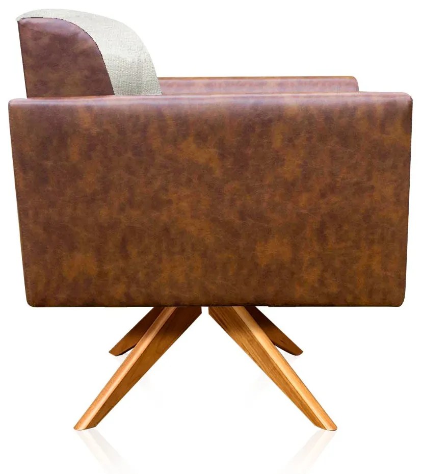 Poltrona Decorativa Giratória MA30 Elisa Nozes/Linho Bege D03 - D'Rossi