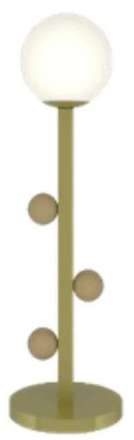 Abajur Graça Ø15X50Cm 01Xg9 Globo 12Cm - Usina 90030/1 (CP-M - Champanhe Metálico, Branco (Fosco))
