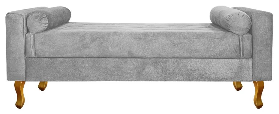 Recamier Félix Queen Size 160cm Suede Cinza - ADJ Decor