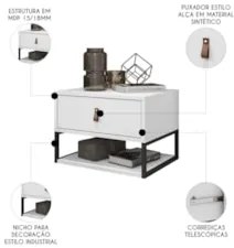 Mesa De Cabeceira Para Quarto 1 Gaveta Sigma C14 Branco - Mpozenato