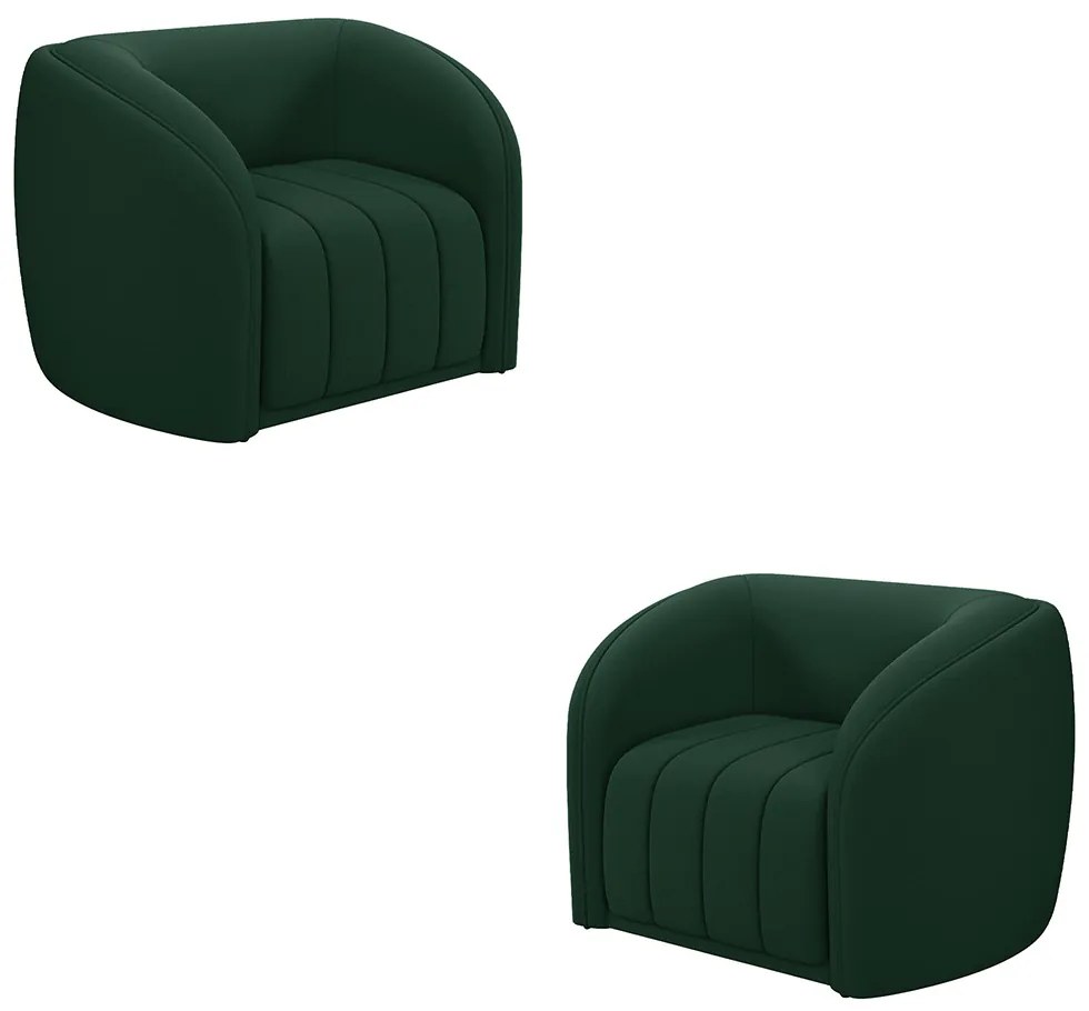 Kit 2 Poltronas Decorativas Sala de Estar Adam Veludo Verde G45 - Gran Belo