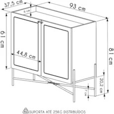 Balcão Aparador Buffet Cantinho do Café Pé Metal Arlo A10 Nero/Dourado