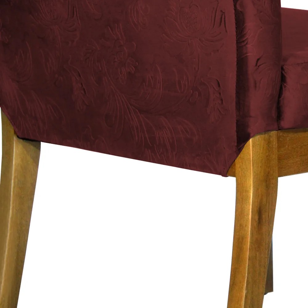 Cadeira Para Sala de jantar Eloisa Suede Floral Marsala
