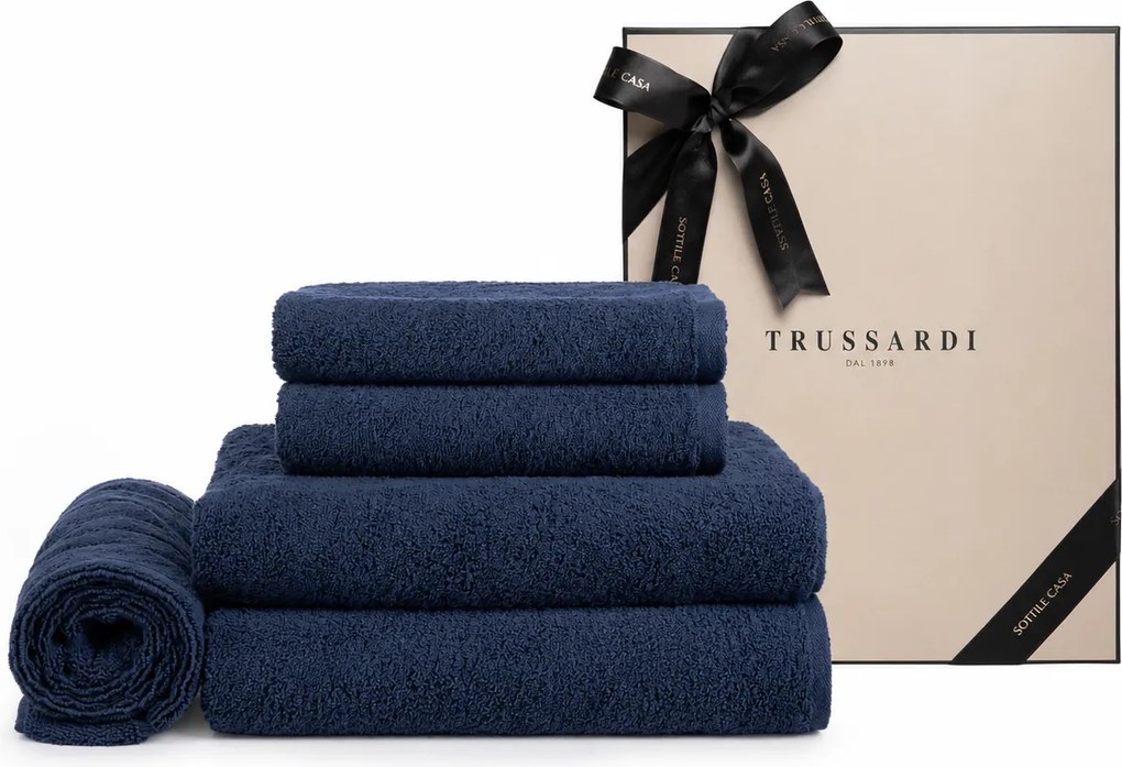 Caixa Presente 5 Peças Trussardi 100% Algodão Fontani  Marino