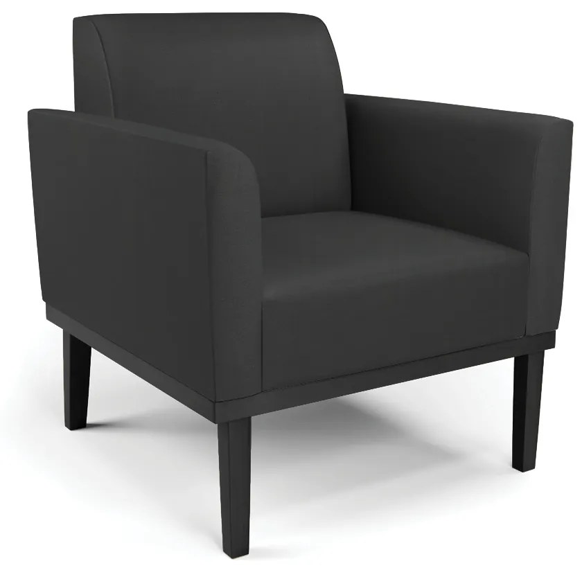 Poltrona Decorativa Isabella Pés Fixo em Madeira Preto PU Preto G19 - Gran Belo