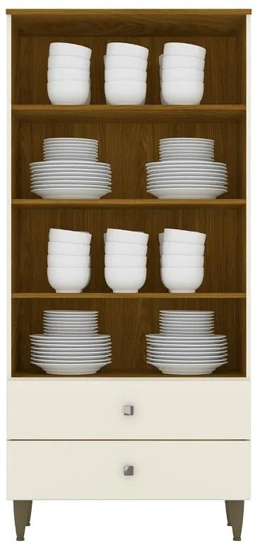 Cristaleira 2 Portas de Vidro 2 Gavetas Off White Nature Liz