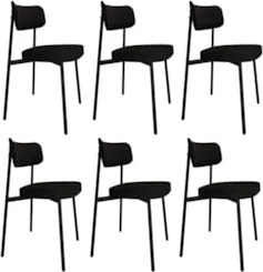 Cadeira de Jantar Estofada Kit 6 Ella M25 Linho Grafite - Mpozenato