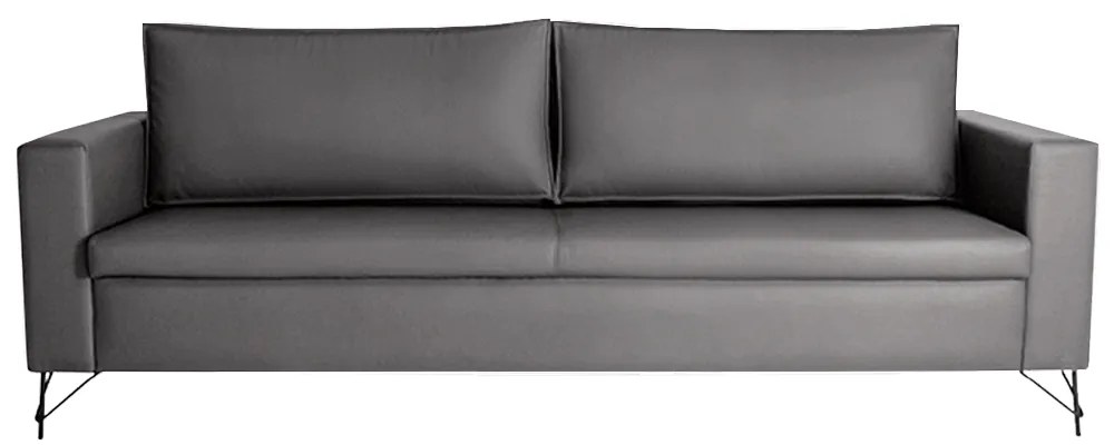 Sofá Decorativo 2 Lugares 210 CM Denmark Veludo Cinza Com Pés Preto G62 - Gran Belo