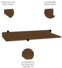 Tampo Para Balcão de Cozinha 120cm Dora Z06 Nogueira - Mpozenato