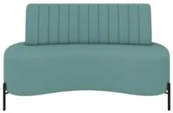 Sofá 2 Lugares 160cm Pés Aço Preto Tamar Z08 Boucle Azul - Mpozenato