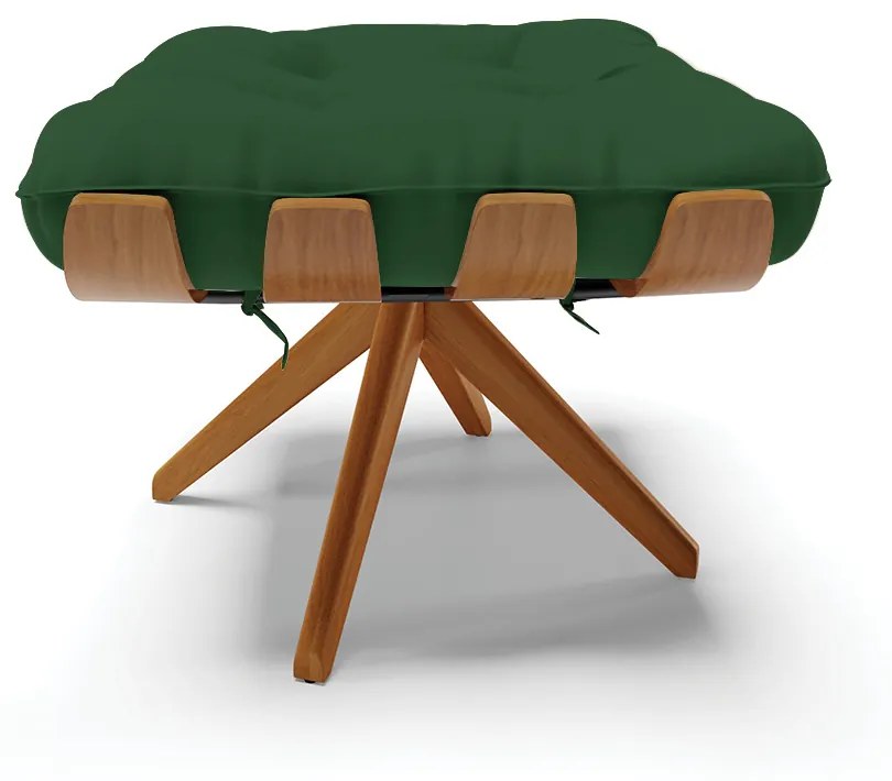 Puff Giratório Costela kit 2 Veludo Verde Base de Madeira MA30 M11 - D'Rossi