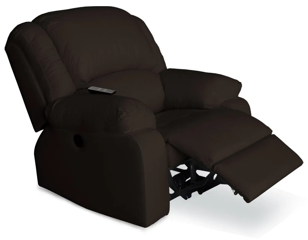 Poltrona Decorativa Magnum Reclinável Elétrica com Massagem Courino Marrom