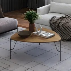 Mesa de Centro Alta Para Sala Pés Metálicos Blen Louro/Preto I06 - Mpo