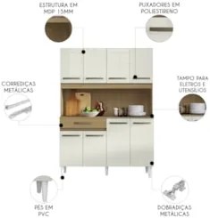 Armário de Cozinha Compacta 121cm Thalorin Atacama/Off A15 - Mpozenato