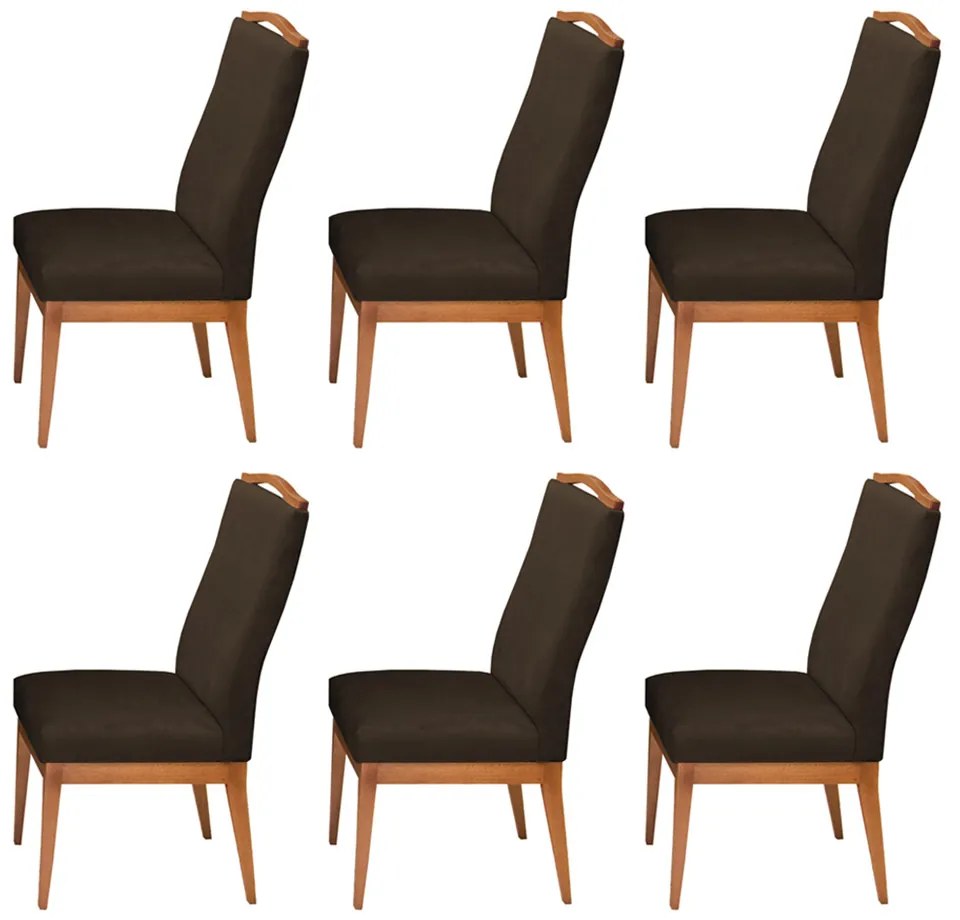 Conjunto 6 Cadeiras Decorativa Lara Aveludado Marrom