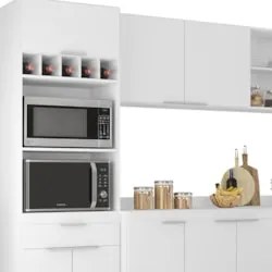 Armário de Cozinha Com Tampo CP05 290cm Pérola Branco Z34 - Mpozen