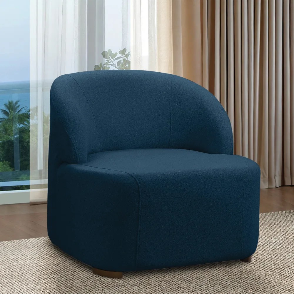 Poltrona Decorativa Orgânica kit 2 Diully Bouclê E03 - D'Rossi - Azul Marinho