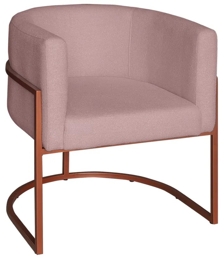 Poltrona Base Industrial Bronze Sala de Estar Lety Veludo - Rose