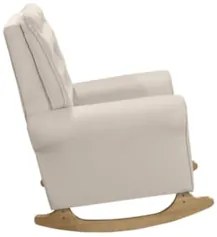 Poltrona Amamentação Base Madeira Balanço Maju Veludo Off F03 - Mpozen