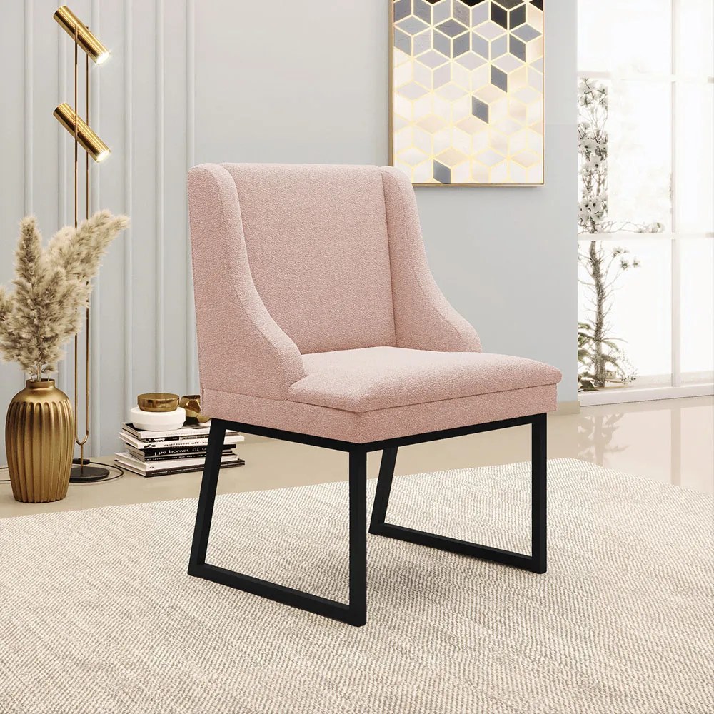 Cadeira Sala de Jantar Industrial Preto kit 4 Liz Bouclê D03 - D'Rossi - Rose