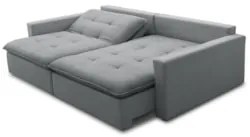 Sofá Cama Casal Retrátil 208cm Carly F05 Linho Cinza - Mpozenato
