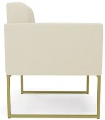 Sofá Namoradeira e 2 Poltronas Base Industrial Dourado Ana Linho Bege