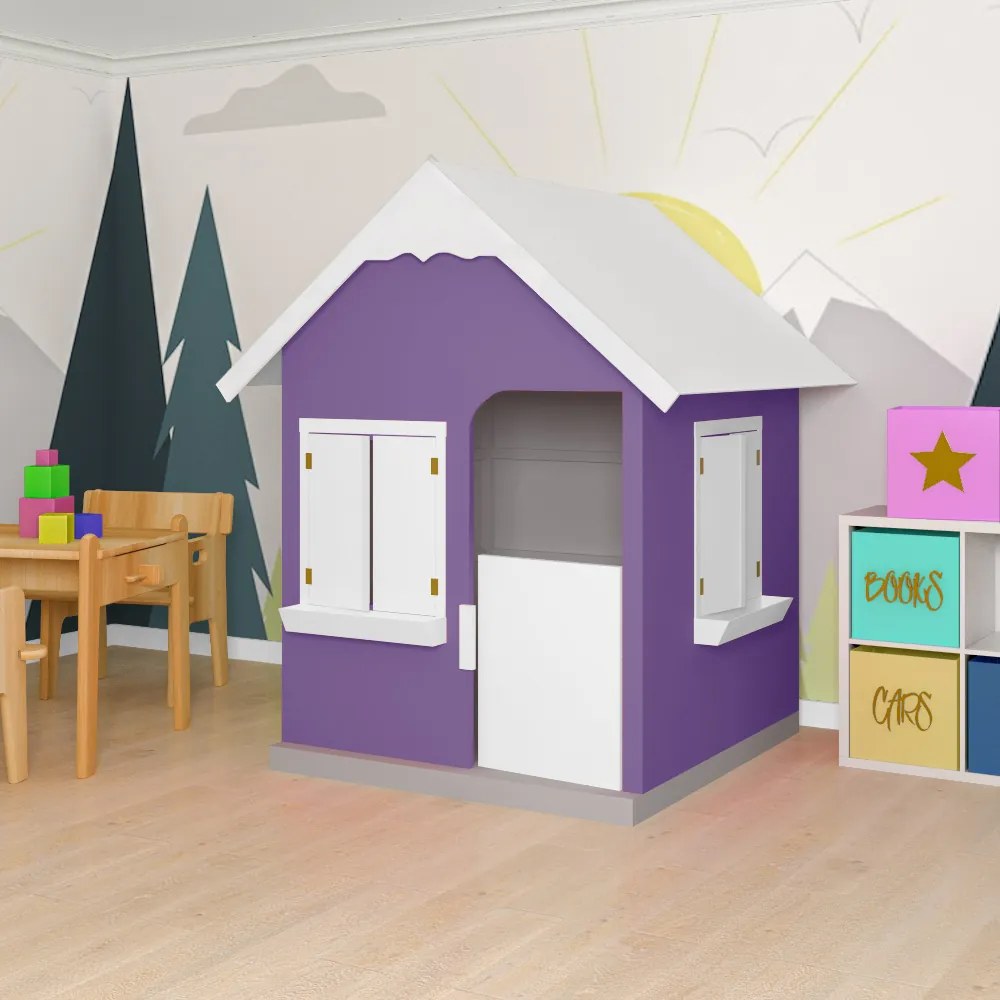 Casinha De Brinquedo Com Floreiros MDF Lilás/Branco L12 - Gran Belo