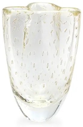 Vasinho Trevo 2 Tela Transparente com Ouro Murano Cristais Cadoro