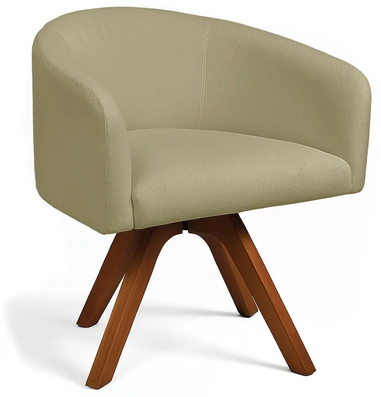 Poltrona Sala Base Giratória Madeira Arielle Bouclê D03 - D'Rossi - Pistache