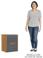 Mesa de Cabeceira 2 Gavetas 51cm Lara Z17 Freijó/Cinza - Mpozenato