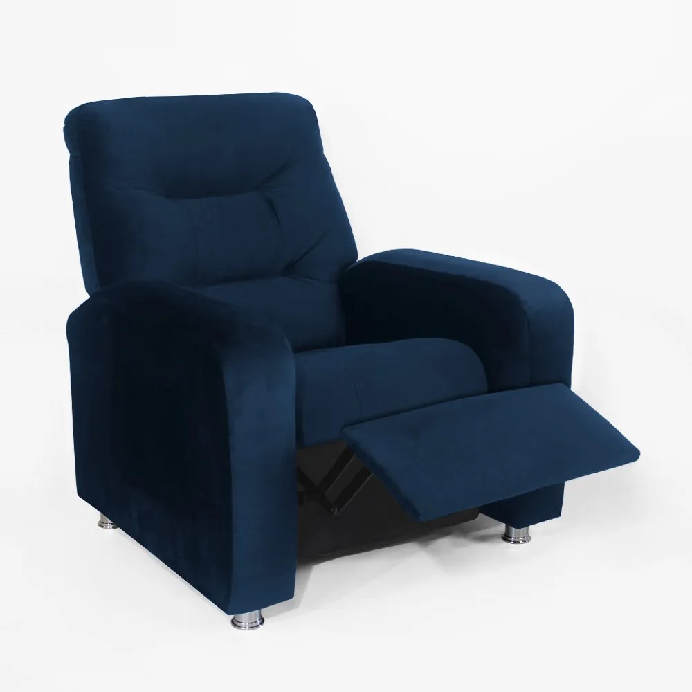 Poltrona Do Papai Reclinável Madri Suede Azul Marinho