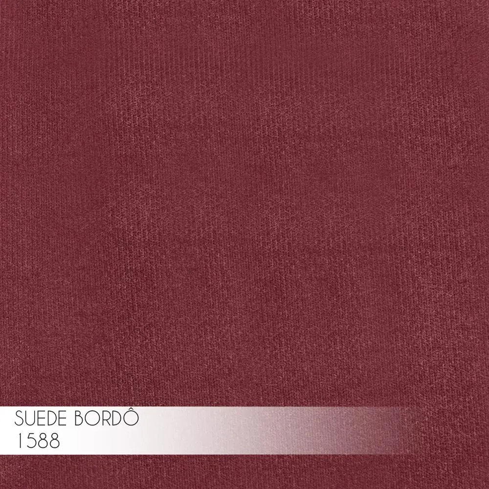 Banqueta Decorativa Billie Base Bronze Suede Bordô G41 - Gran Belo