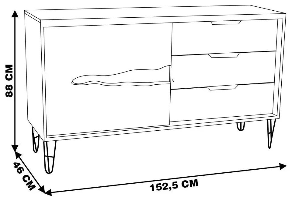Buffet Sala de Jantar Guidelli Grafite Madeira Maciça Rustic Brown - Gran Belo