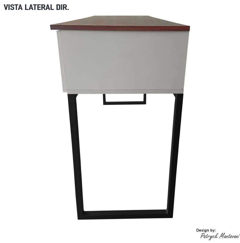 Penteadeira Escrivaninha Iron 136cm com Pés de Metal Imbuia/Bege/Preto - Vizzato - Bege