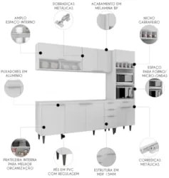 Armário de Cozinha CP02 Para Pia 180cm Pérola Z34 Branco - Mpozenat