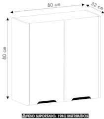 Armário de Cozinha Aéreo 80cm Com 2 Portas Marina Freijó L01 - Mpozena