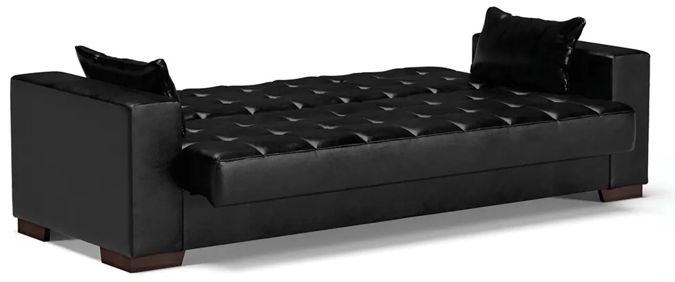 Sofá Cama Casal 3 Lugares 210cm Lisboa Corano Preto  D03 - D'Rossi