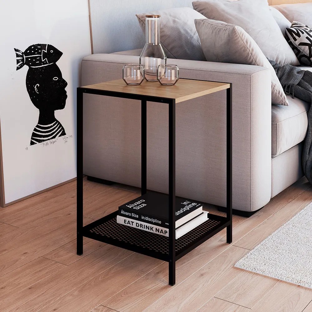 Mesa Lateral New 40 cm Hanover e Preto - D'Rossi
