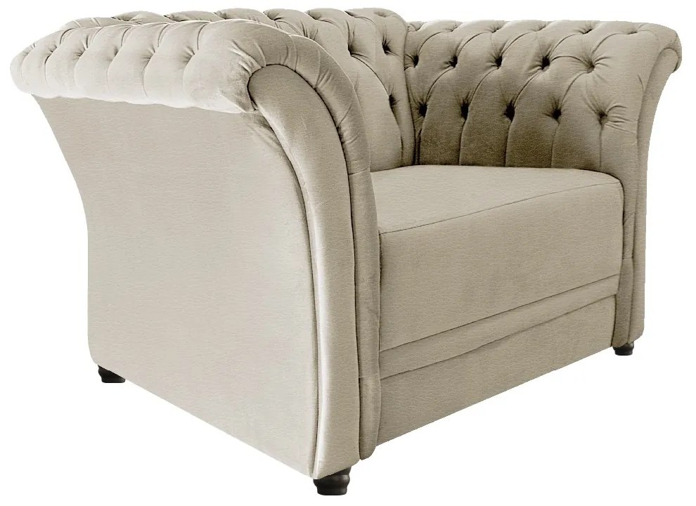 Poltrona Decorativa Chesterfield Sofia Corano Bege- ADJ Decor
