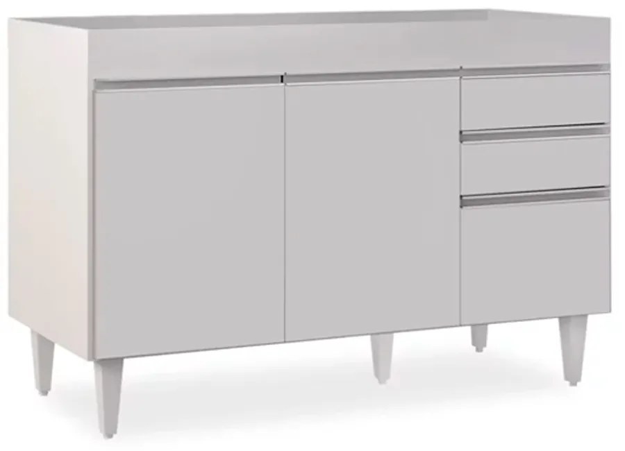 Balcão de Cozinha Lavanderia sem Tampo 02 Gavetas Beth 120 cm - D'Rossi - Branco