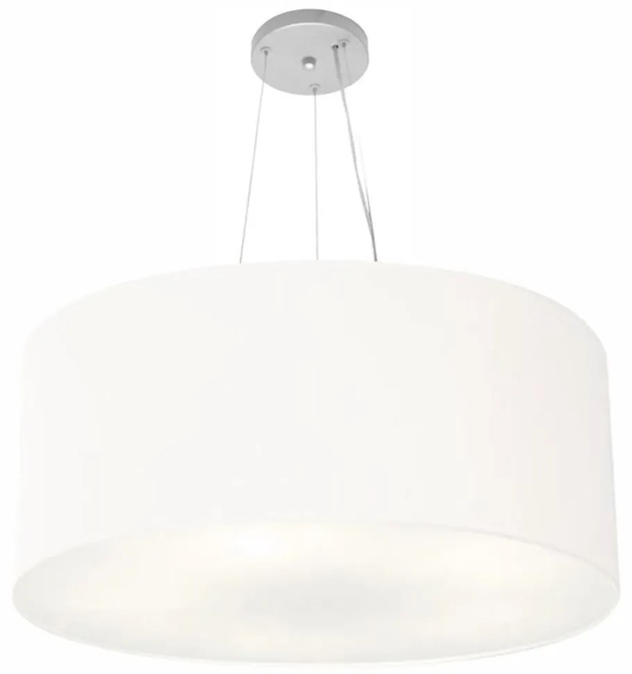 Lustre Pendente Cilíndrico Md-4074 Cúpula em Tecido 60x30cm Branco - Bivolt