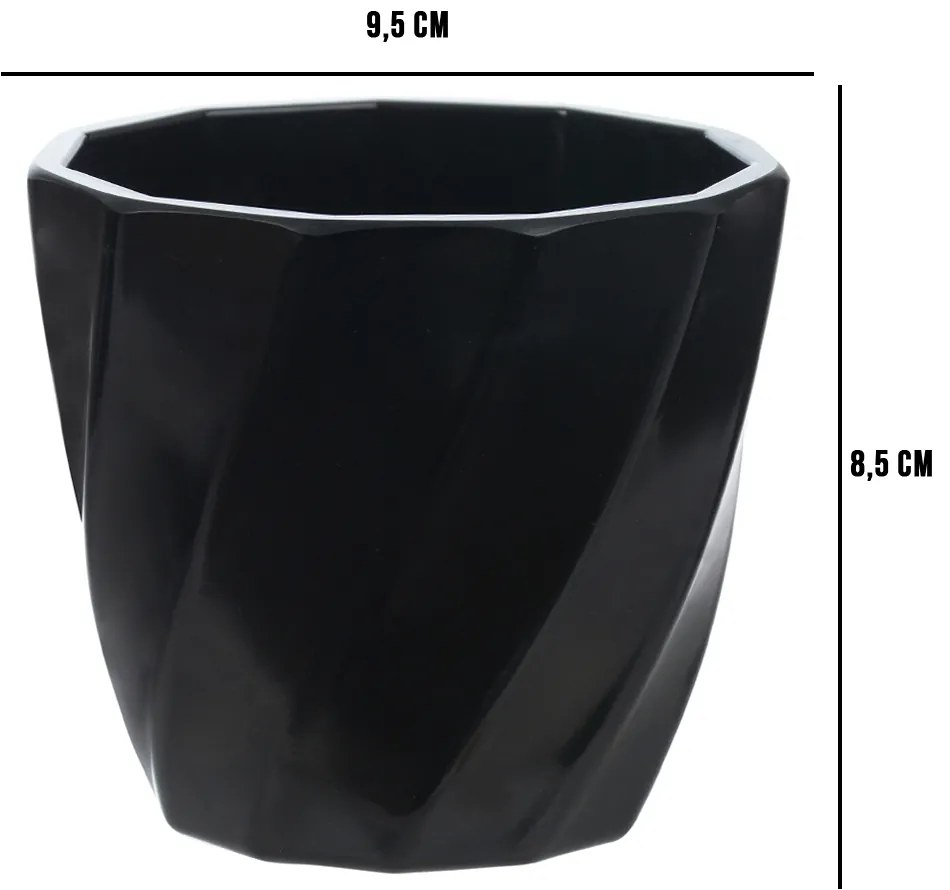 Vaso Torcido Decorativo Preto 8,5x9,5 Cm - D'Rossi