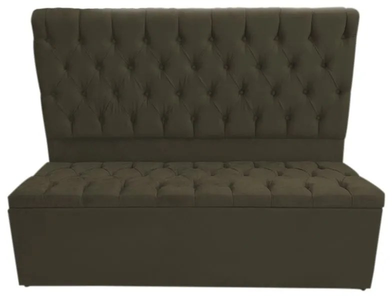 Cabeceira com Calçadeira Baú Queen 160cm Nicole Suede Marrom - Sheep Estofados - Marrom