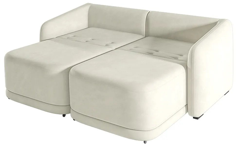 Sofá Cama Modulado Retrátil e Reclinável Decorativo Varsóvia 236cm Veludo Bege G33 - Gran Belo