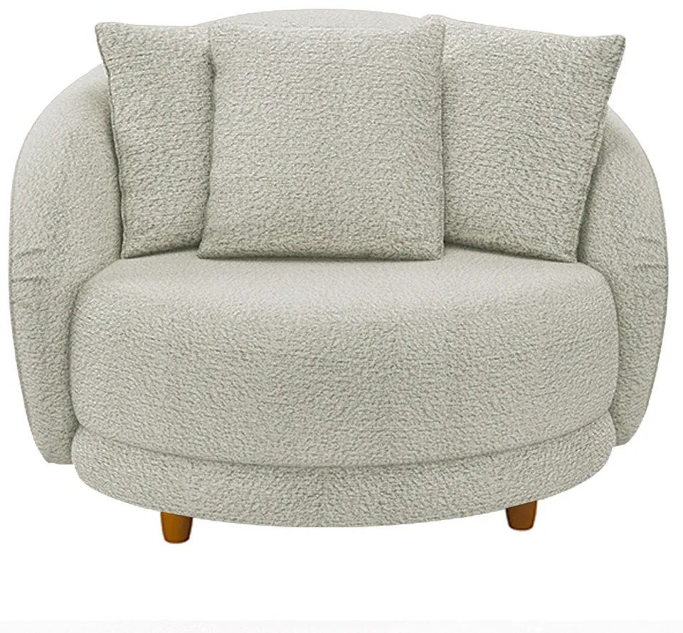 Poltrona Decorativa Base Fixa Galáxia com Almofadas Boucle Off White G45 - Gran Belo