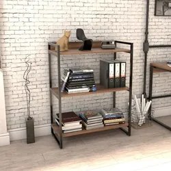 Kit 3 Estantes Livreiro Prisma Estilo Industrial 80cm 3 Prateleiras C0