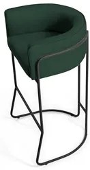 Banqueta Decorativa Base Aço Preto Betina C-117 Linho Verde - Domi