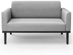 Sofá Namoradeira e 1 Poltrona Base Madeira Preto Maressa Suede Cinza -